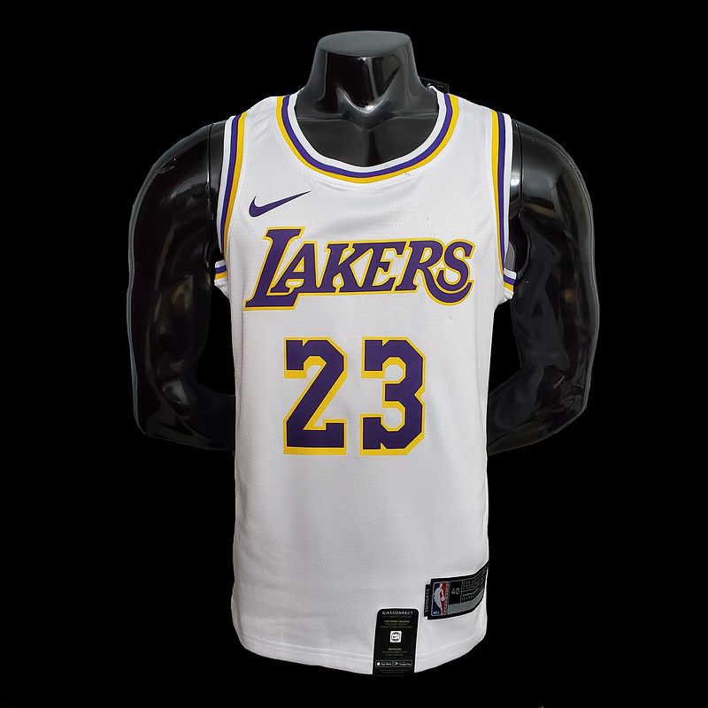 New James #23 Lakers Round neck white NBA jersey SizeXS-XXL Nike connect recogni