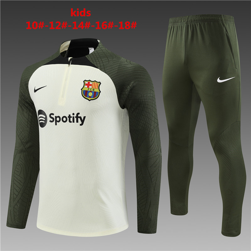 2023-2024  Barcelona KIDS   Long Sleeve Half Pull Training Suit Set