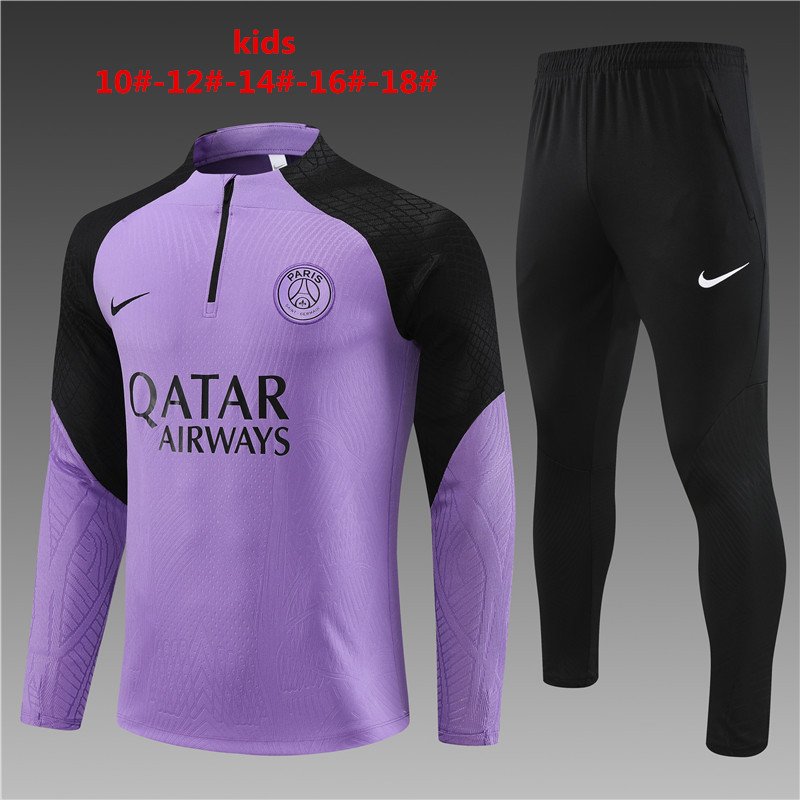 2023-2024  Paris Saint Germain kids   Long Sleeve Half Pull Training Suit Set  psg