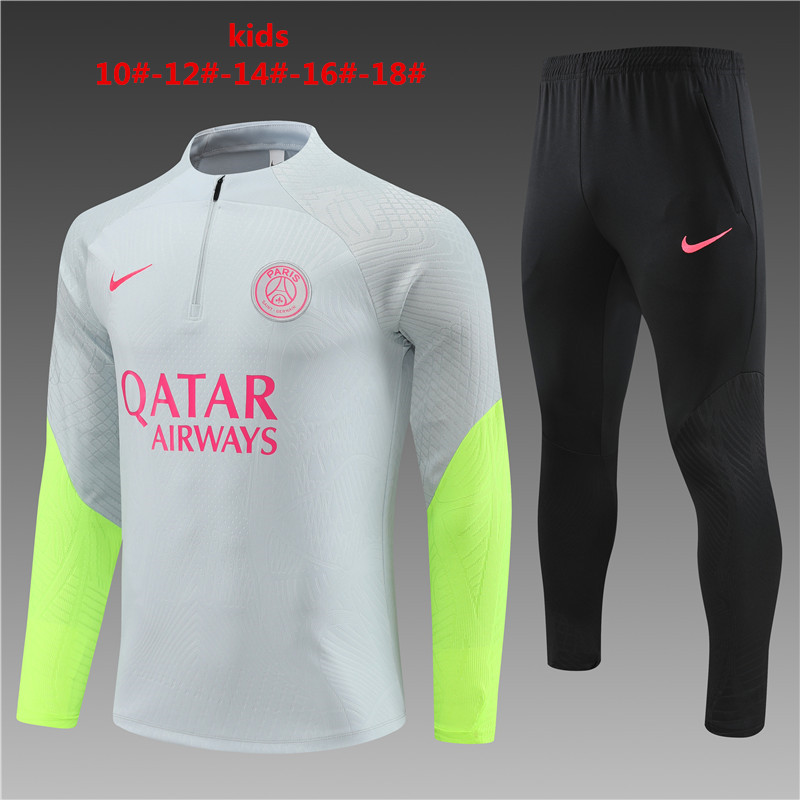 2023-2024  Paris Saint Germain kids   Long Sleeve Half Pull Training Suit Set  psg