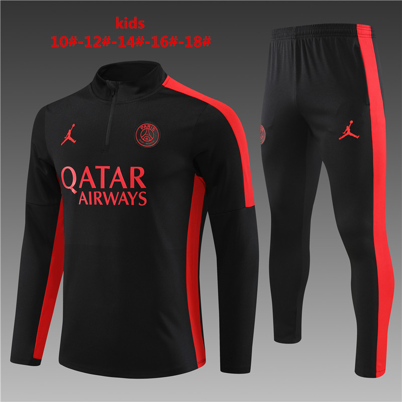 2023-2024  Paris Saint Germain kids   Long Sleeve Half Pull Training Suit Set  psg