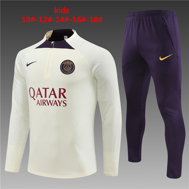 2023-2024  Paris Saint Germain kids   Long Sleeve Half Pull Training Suit Set  psg