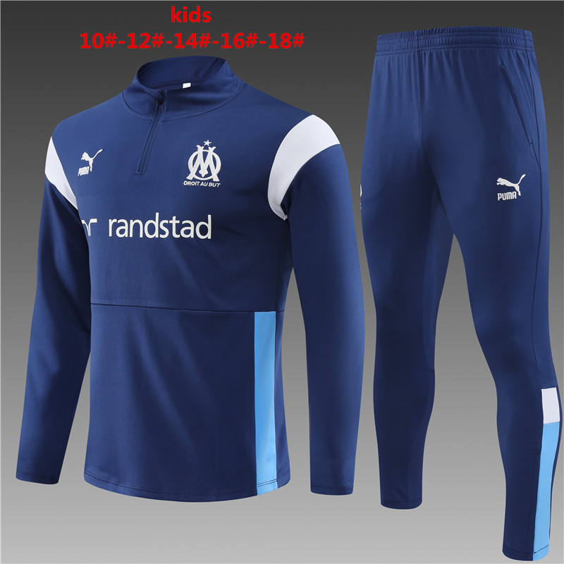 2023-2024 Marseille  KIDS   Long Sleeve Half Pull Training Suit Set