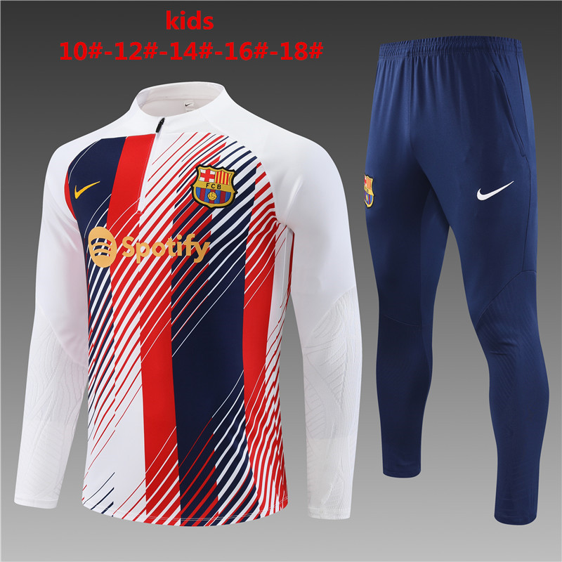 2023-2024  Barcelona KIDS   Long Sleeve Half Pull Training Suit Set