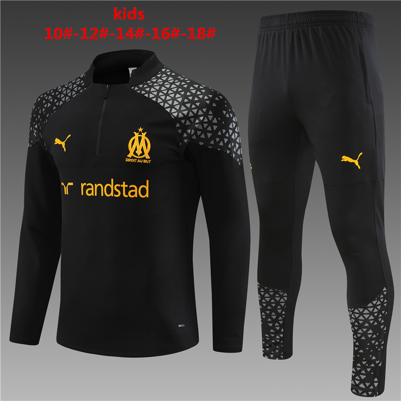 2023-2024 Marseille  KIDS   Long Sleeve Half Pull Training Suit Set