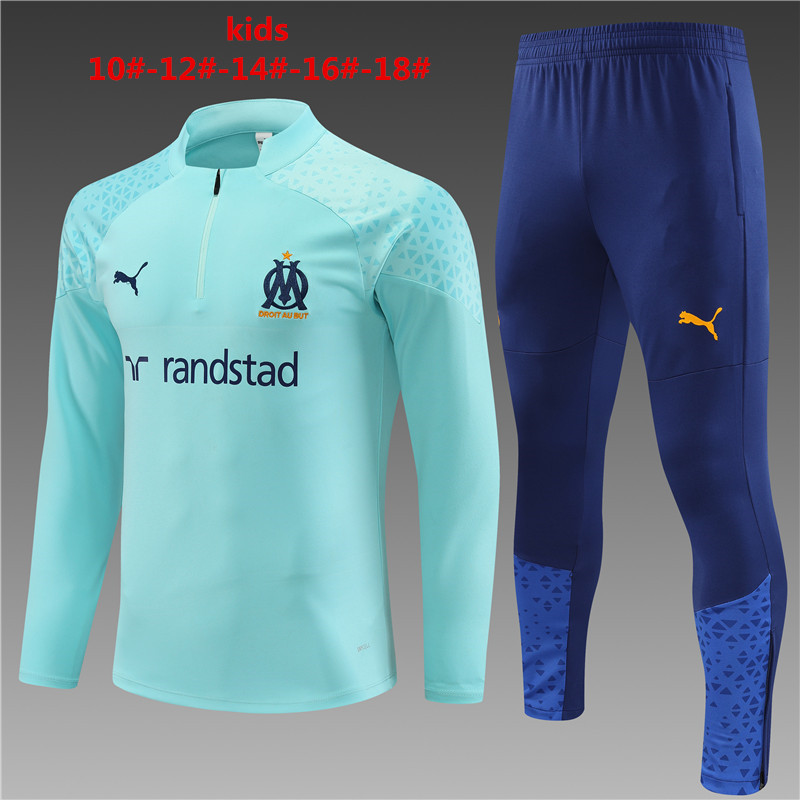 2023-2024 Marseille  KIDS   Long Sleeve Half Pull Training Suit Set