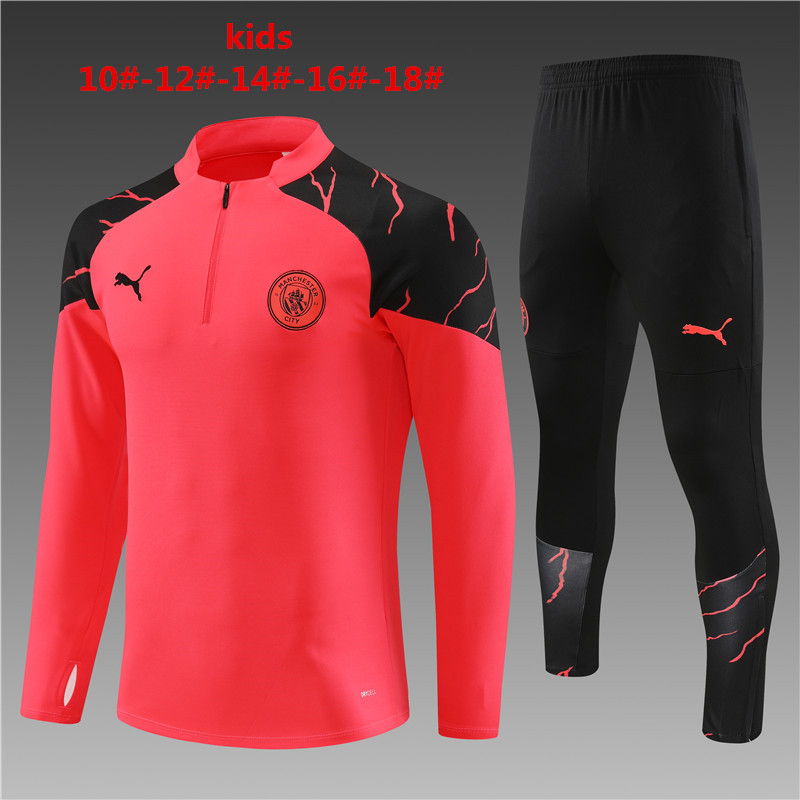 2023-2024  Manchester city   KIDS   Long Sleeve Half Pull Training Suit Set