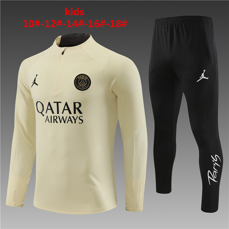 2023-2024  Paris Saint Germain kids   Long Sleeve Half Pull Training Suit Set  psg