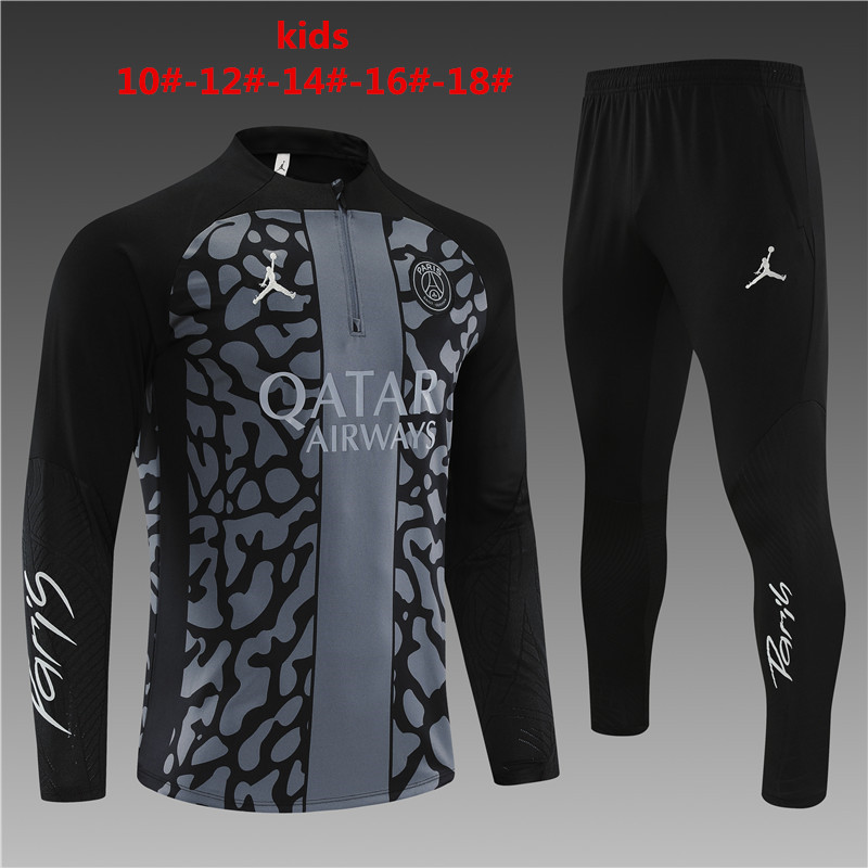 2023-2024  Paris Saint Germain kids   Long Sleeve Half Pull Training Suit Set  psg