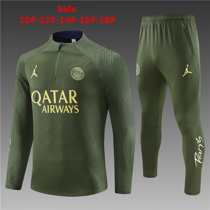 2023-2024  Paris Saint Germain kids   Long Sleeve Half Pull Training Suit Set  psg