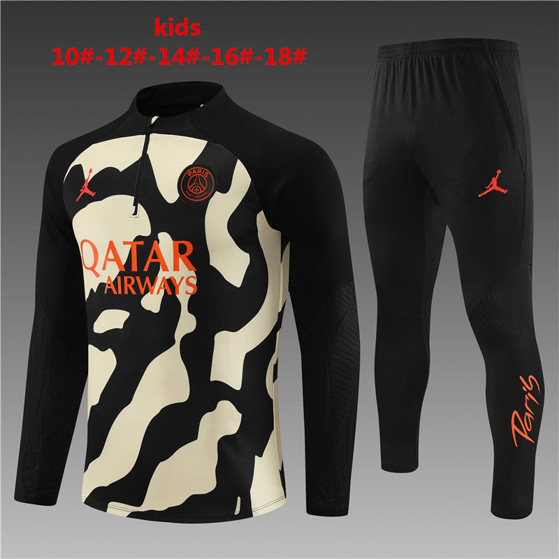2023-2024  Paris Saint Germain kids   Long Sleeve Half Pull Training Suit Set  psg