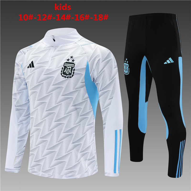 2023-2024 Argentina kids  Long Sleeve Half Pull Training Suit Set