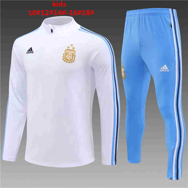 2023-2024 Argentina kids  Long Sleeve Half Pull Training Suit Set