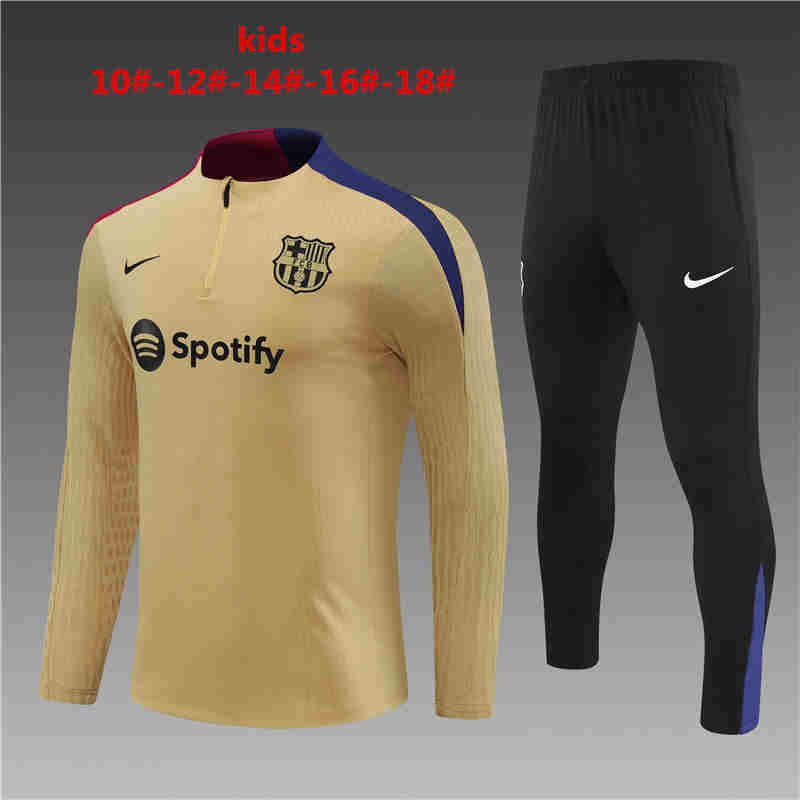 2024-2025 Barcelona KIDS   Long Sleeve Half Pull Training Suit Set