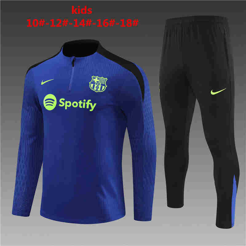 2024-2025 Barcelona KIDS   Long Sleeve Half Pull Training Suit Set