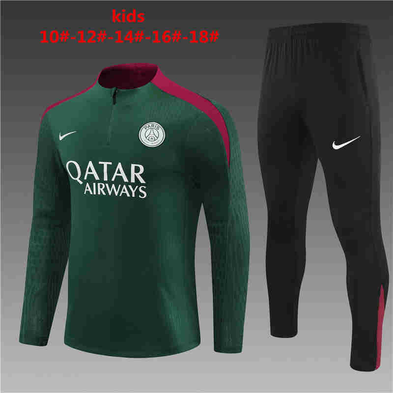 2024-2025  Paris Saint Germain kids   Long Sleeve Half Pull Training Suit Set  psg