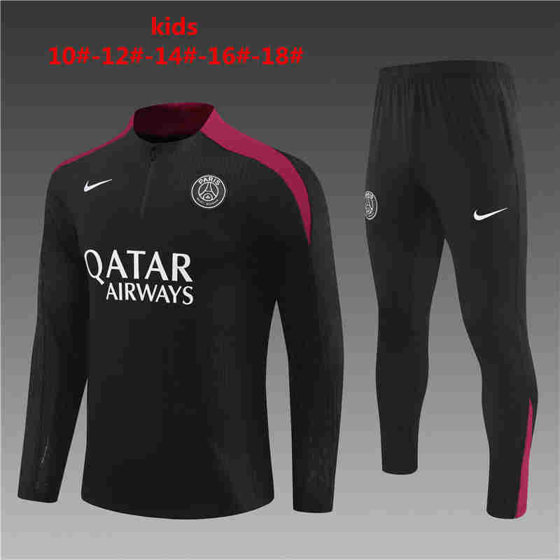 2024-2025  Paris Saint Germain kids   Long Sleeve Half Pull Training Suit Set  psg