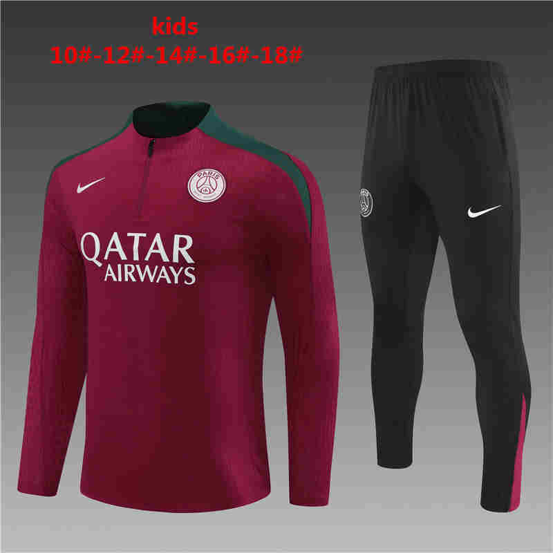 2024-2025  Paris Saint Germain kids   Long Sleeve Half Pull Training Suit Set  psg