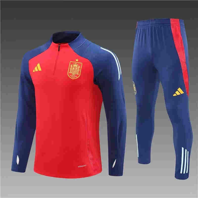 2024-2025 Spain  Adult  Long Sleeve Half Pull Training Suit Set 
