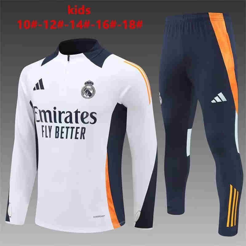 2024-2025   Real Madrid KIDS Long Sleeve Half Pull Training Suit Set