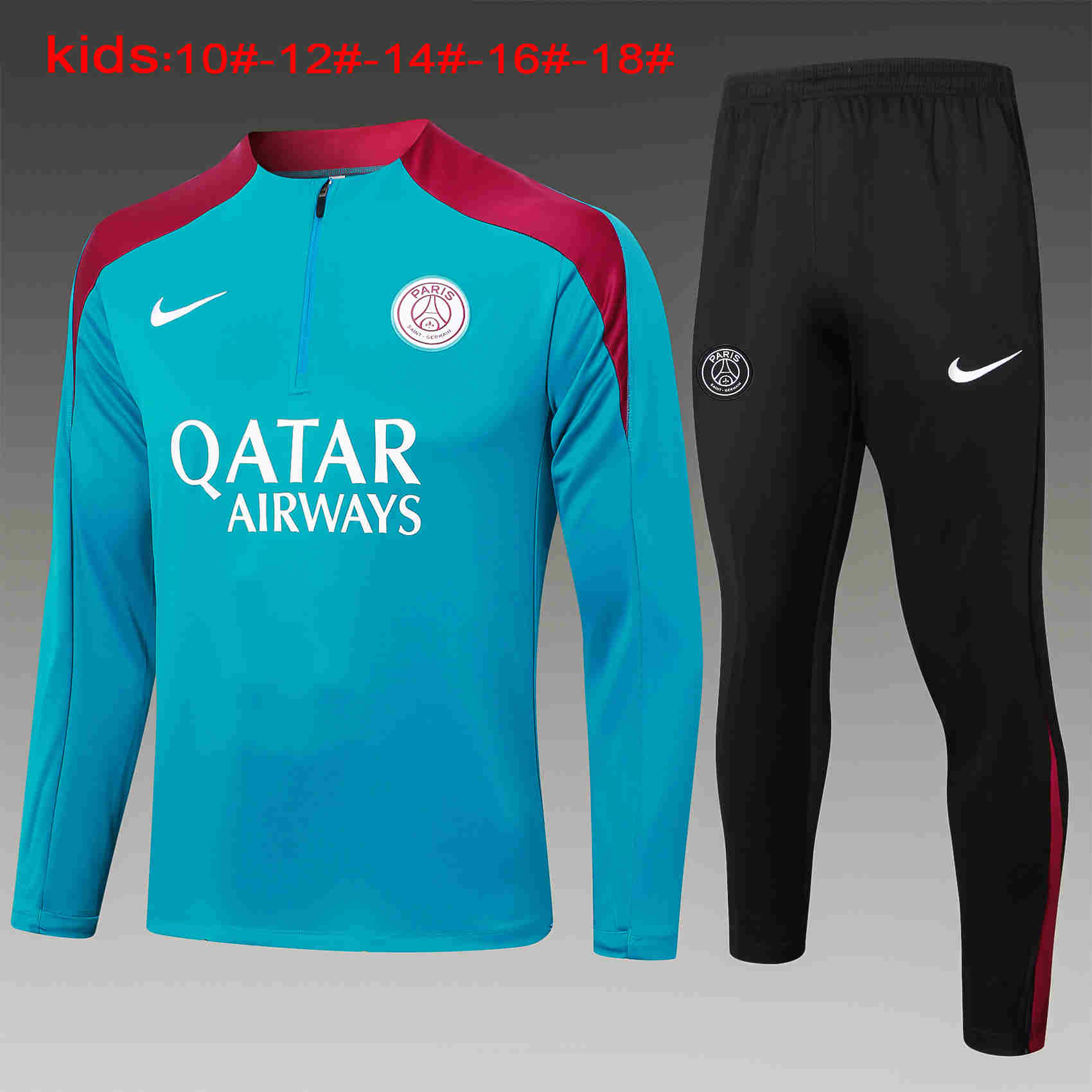 2024-2025  Paris Saint Germain kids   Long Sleeve Half Pull Training Suit Set  psg