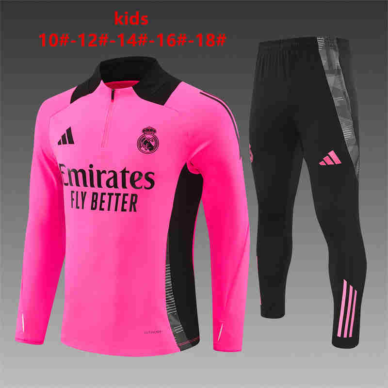 2024-2025   Real Madrid KIDS Long Sleeve Half Pull Training Suit Set 