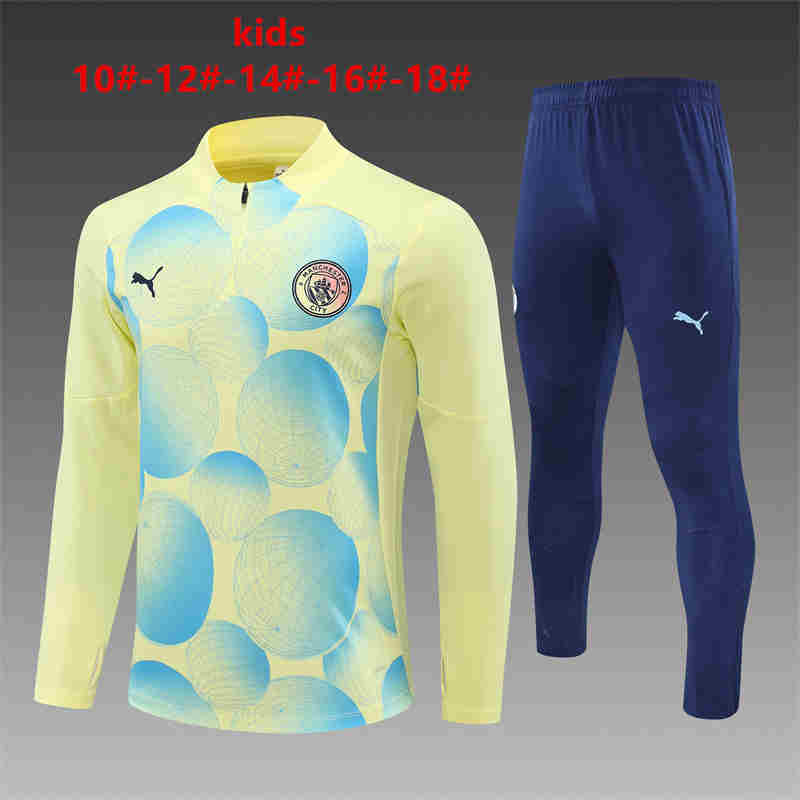 2024-2025  Manchester city   KIDS   Long Sleeve Half Pull Training Suit Set