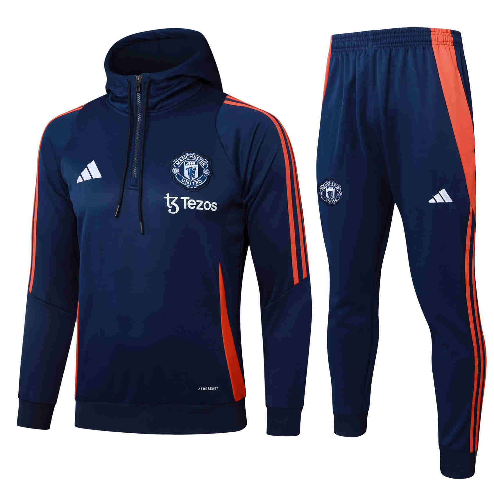 2024-2025 Manchester united  Adult  Hooded Half pull training suit set 815