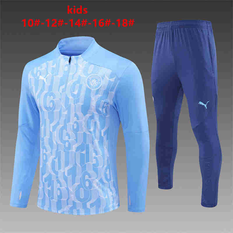 2024-2025  Manchester city   KIDS   Long Sleeve Half Pull Training Suit Set