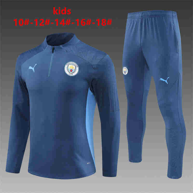 2024-2025  Manchester city   KIDS   Long Sleeve Half Pull Training Suit Set