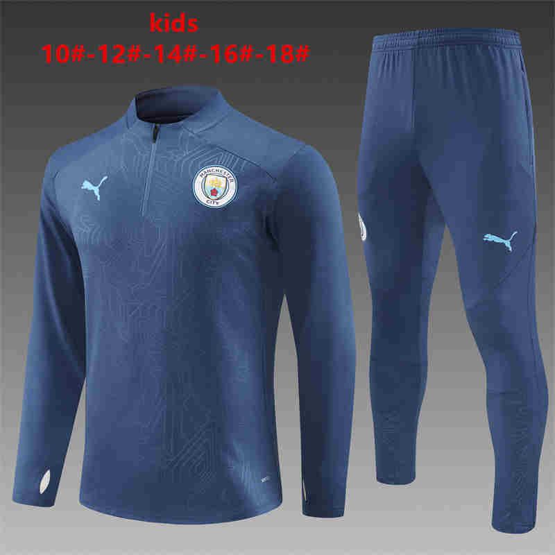 2024-2025  Manchester city   KIDS   Long Sleeve Half Pull Training Suit Set