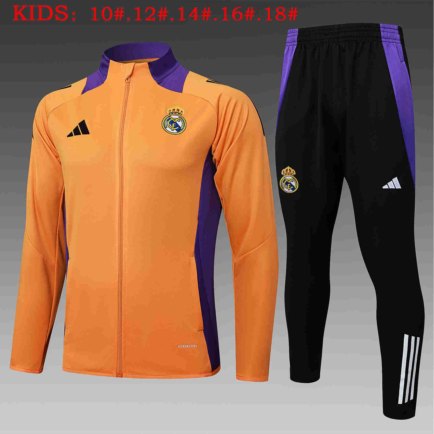 2024-2025   Real Madrid KIDS Long Sleeve Half Pull Training Suit Set 