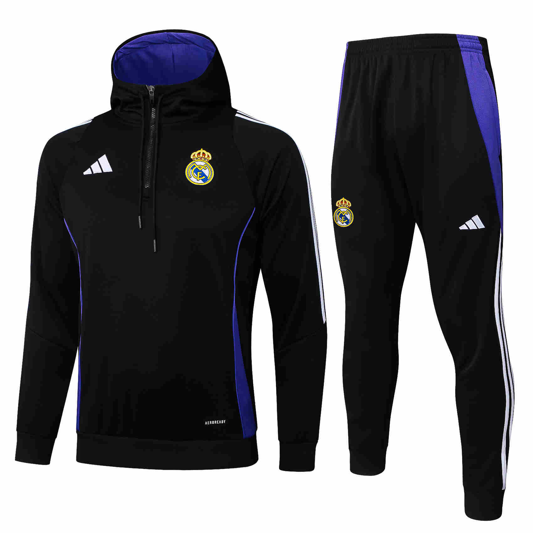 2024-2025  Real Madrid Adult Hooded half pull training suit set 815
