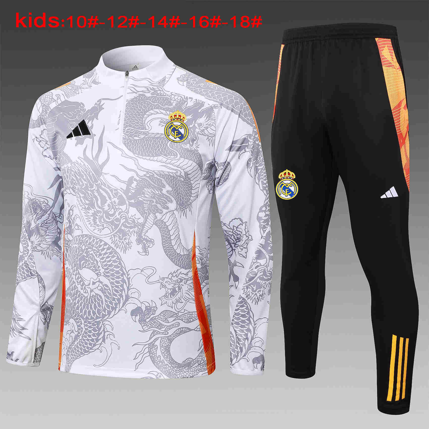 2024-2025   Real Madrid KIDS Long Sleeve Half Pull Training Suit Set 815