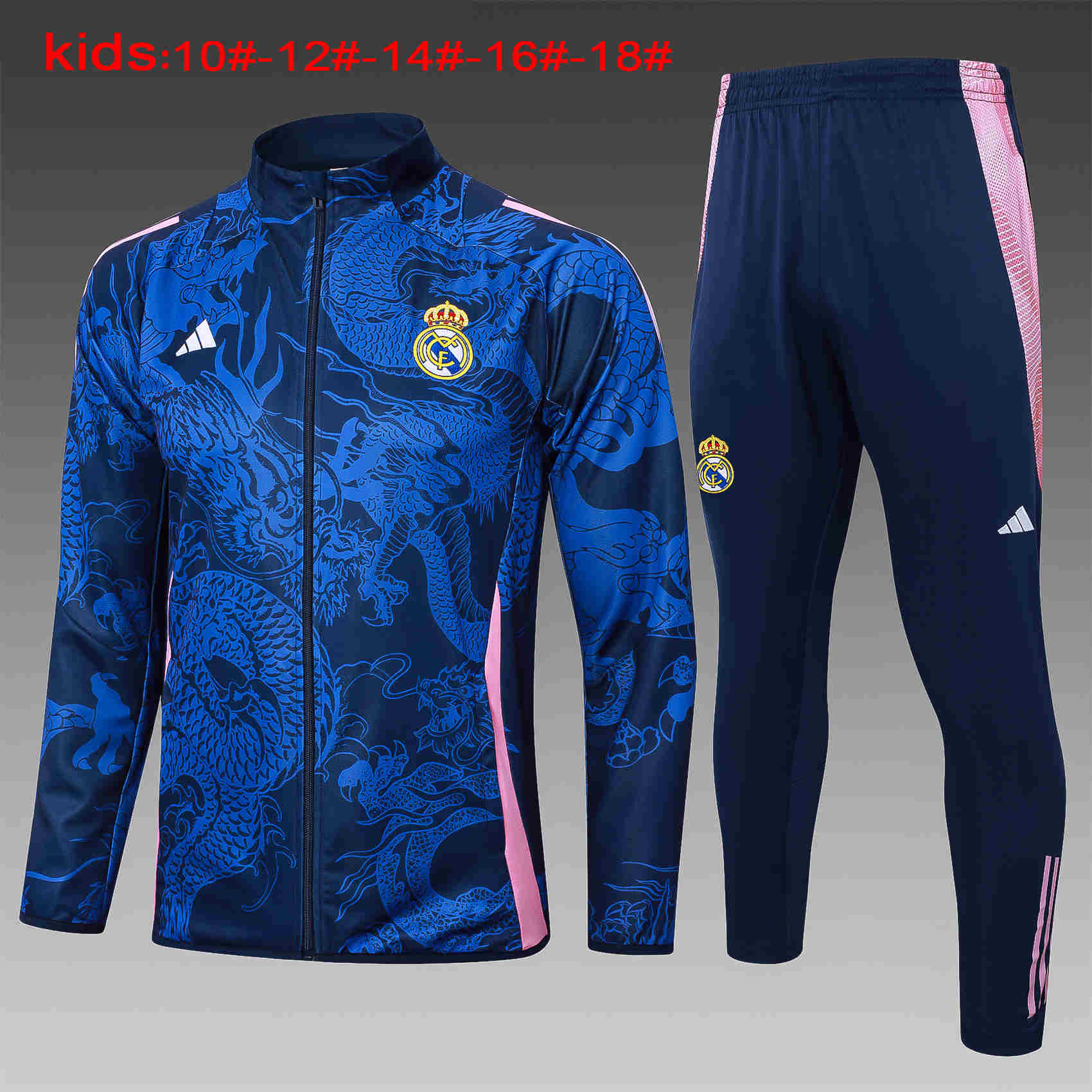 2024-2025   Real Madrid KIDS Long Sleeve Half Pull Training Suit Set 815