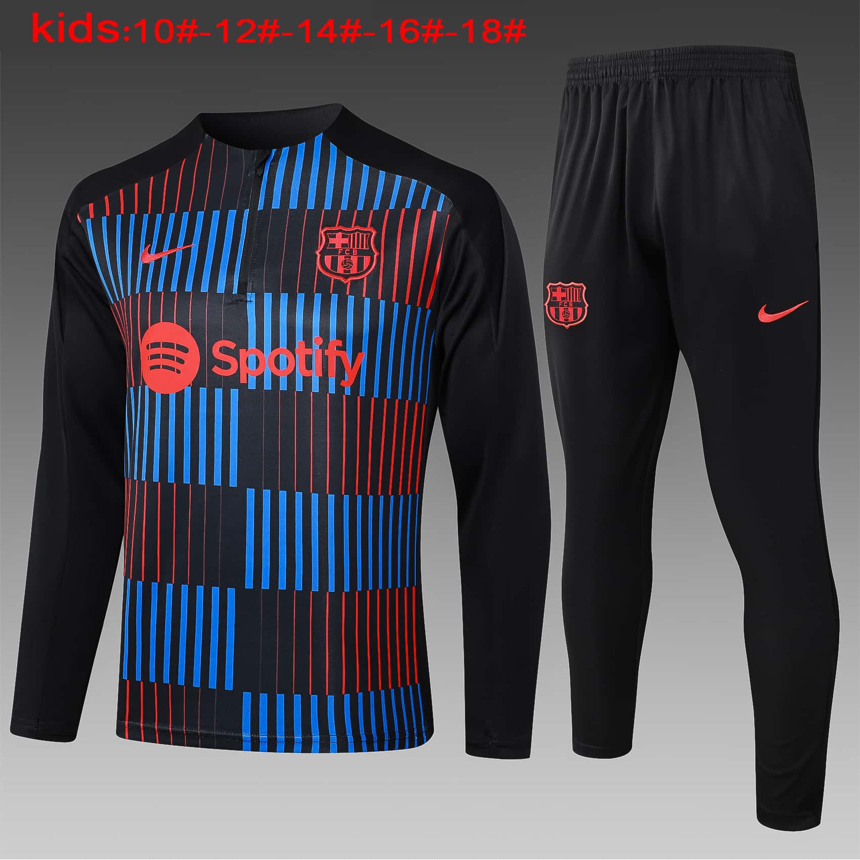2024-2025 Barcelona KIDS   Long Sleeve Half Pull Training Suit Set 815